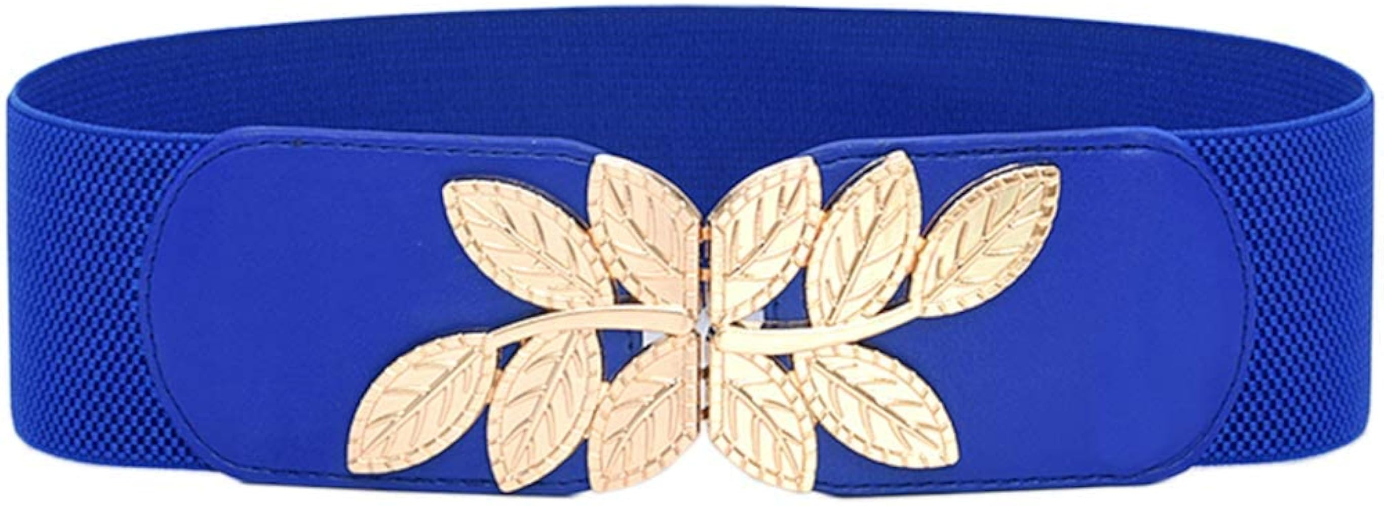 Women's Stretchy Belt for Dress Vintage Wide Gold/silver Leaf Buckle Waist Belts for women Elasti... | Amazon (US)
