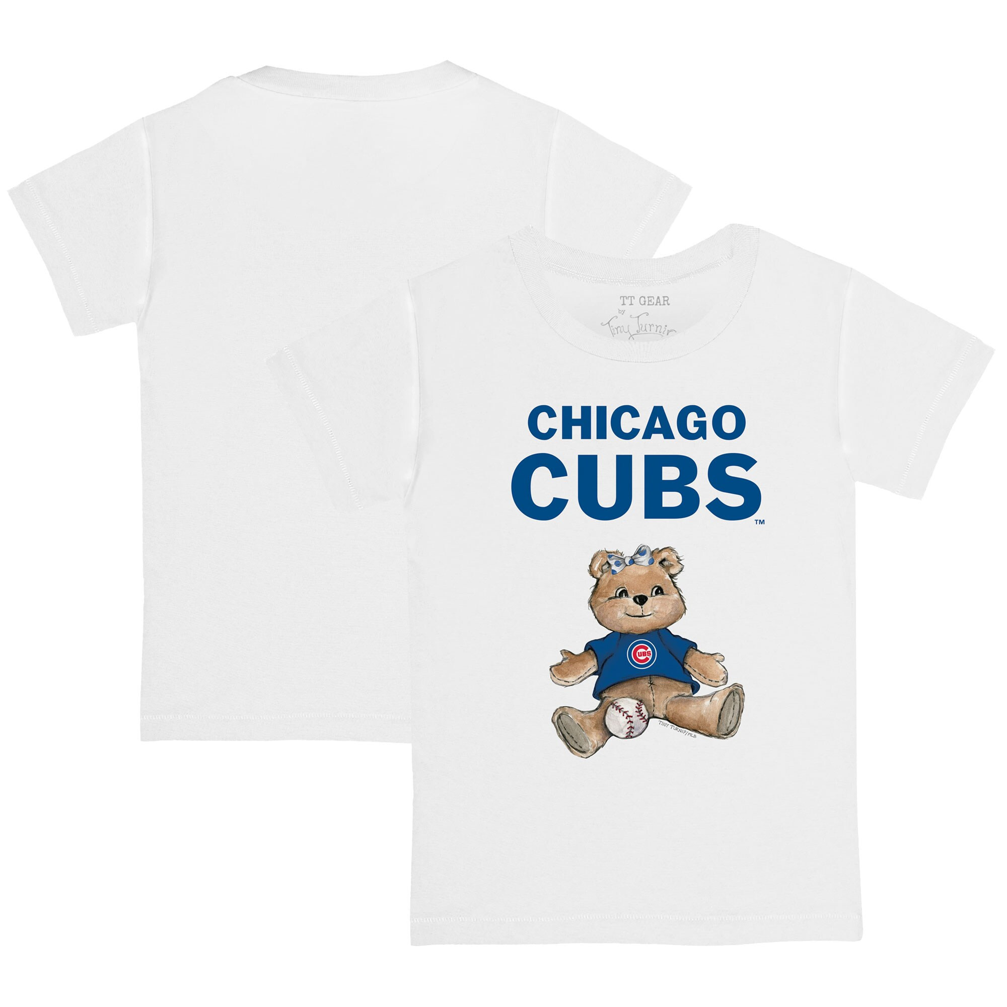 Chicago Cubs Tiny Turnip Youth Girl Teddy T-Shirt - White | Fanatics
