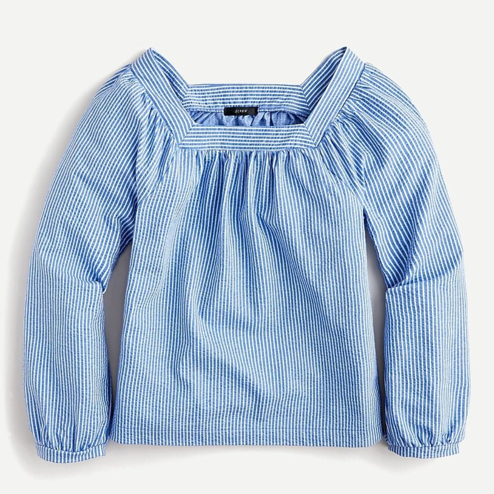EUC J.Crew Square-neck Seersucker XS | Poshmark