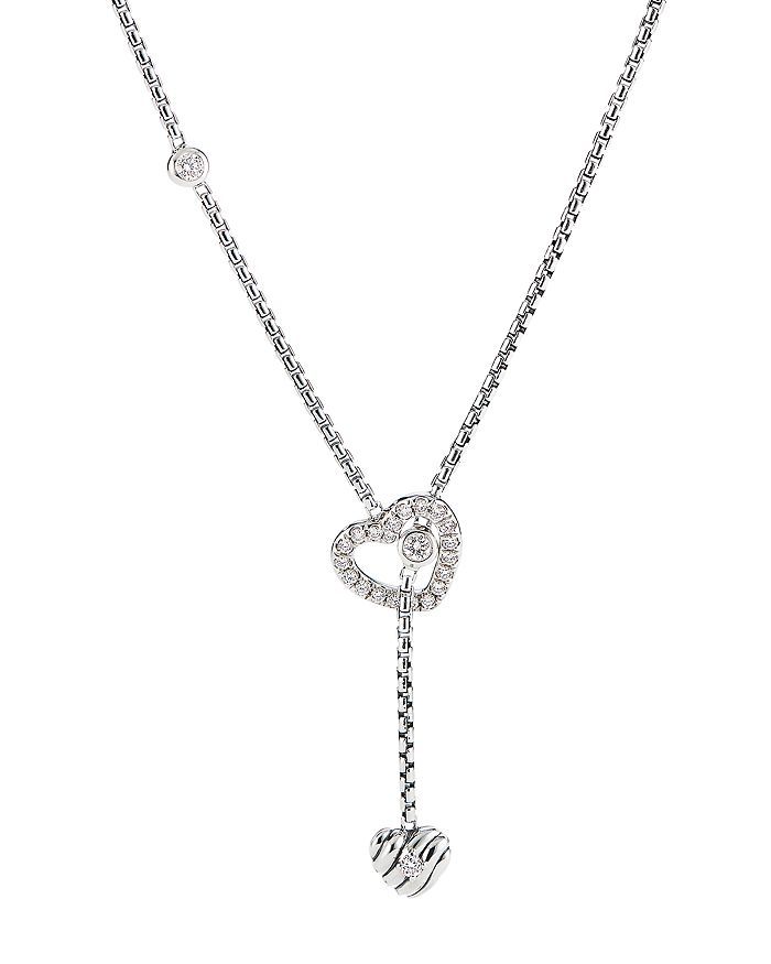 David Yurman Cable Collectibles Heart Y Necklace in Sterling Silver with Pav&eacute; Diamonds, 21... | Bloomingdale's (US)