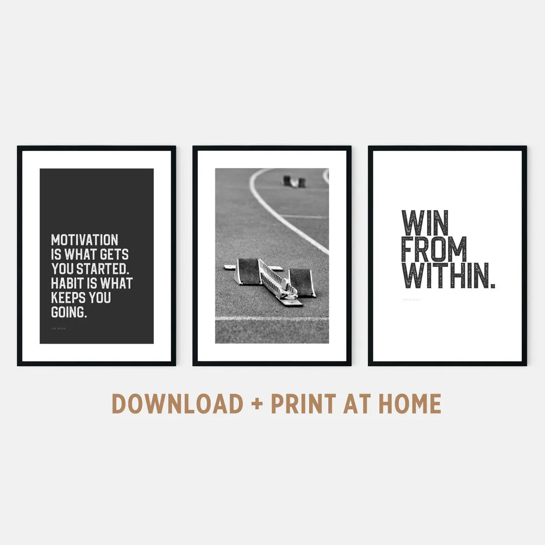 Track & Field Print Set of 3 for Boys Running Themed Posters With Inspirational Quotes Teen Room ... | Etsy (US)