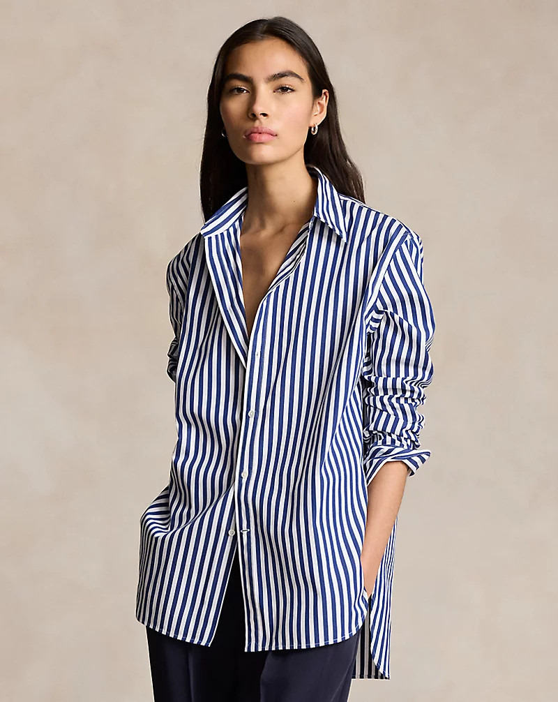 Oversize Fit Striped Cotton Shirt for Women | Ralph Lauren® UK | Ralph Lauren (UK)