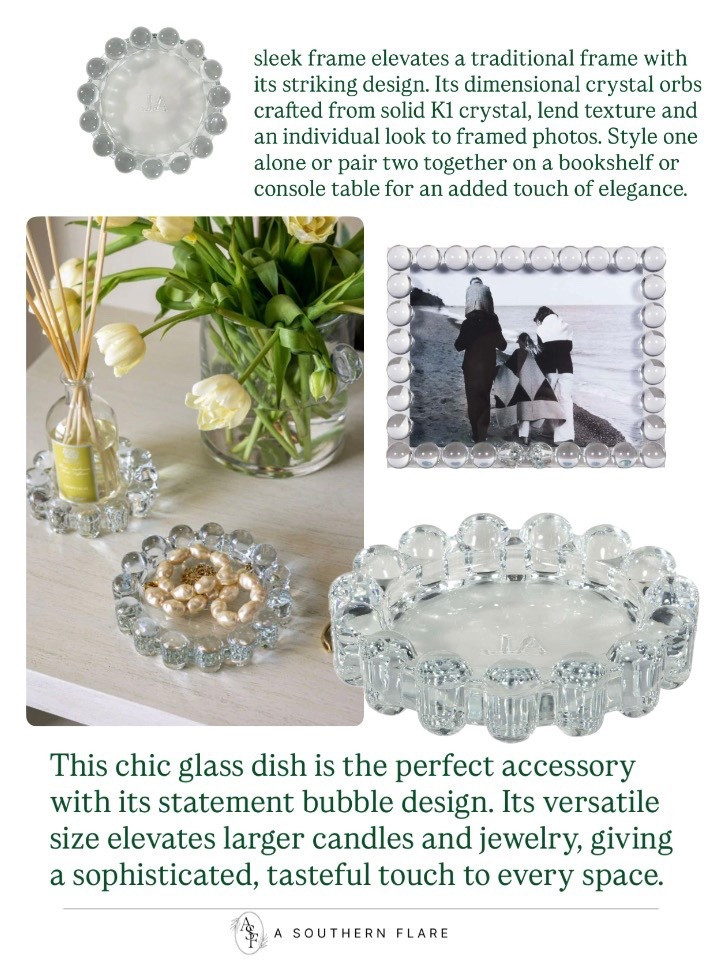 sleek frame elevates a traditional frame with its striking design. Its dimensional crystal orbs crafted from solid K1 crystal, added touch of elegance. / Homd Accessories

#LTKfoodie #LTKHome
