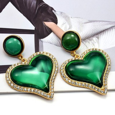 ZARA GREEN LARGE HEART  DESIGN STATEMENT  EARRINGS  | eBay | eBay UK