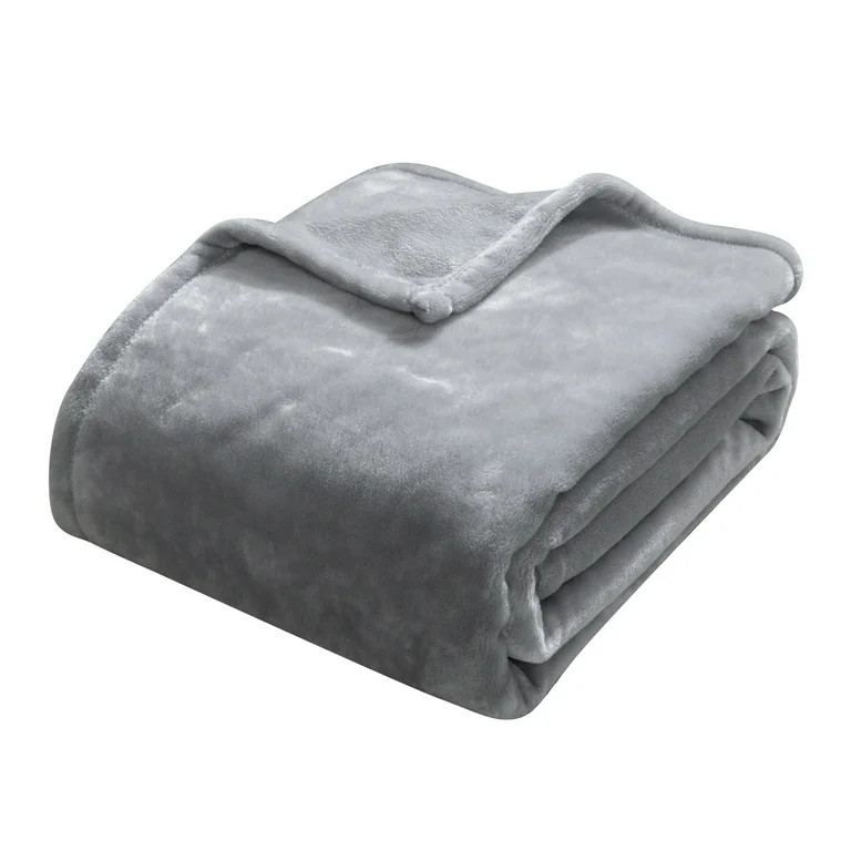 Better Homes & Gardens Polyester Velvet Plush Throw, Soft Silver, 50" x 72" | Walmart (US)