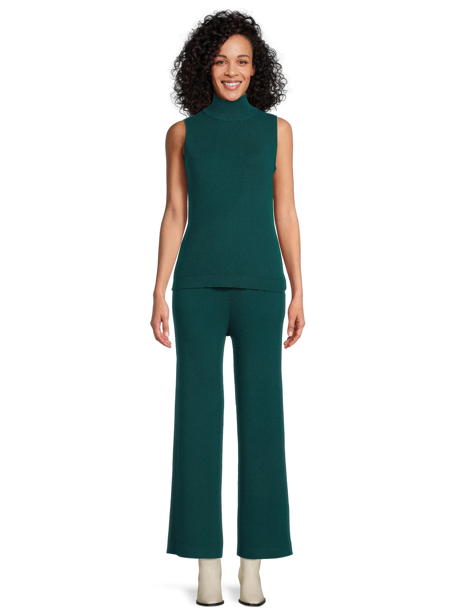 Time and Tru Women's Mock Neck Top and Wide Leg Pants Set, 2-Piece, Sizes XS-XXXL | Walmart (US)