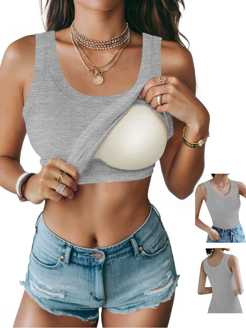 Clearance Fnooota Women's Tank Tops, Summer V Neck Slim Fit Knitted Sleeveless T-shirts Khaki Siz... | Walmart (US)