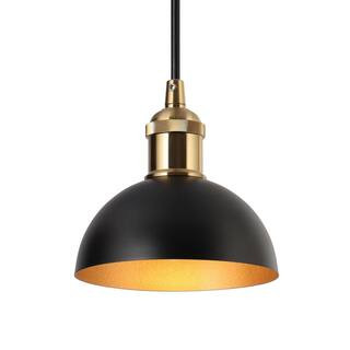 Matte Black & Brass Gold Pendant Lights Fixture, 6 in. Modern Pendant Lighting for Kitchen Island... | The Home Depot