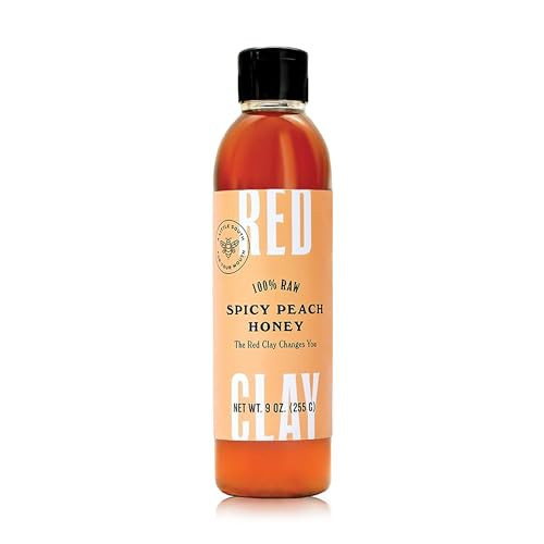 Hot Spicy Peach Honey by Red Clay Hot Sauce, Gluten Free, Paleo Friendly, Raw Wildflower Honey Infused with Real Peach Juice and Habanero Peppers, Sustainably Sourced, Medium Heat, Made in USA, 9 oz | Amazon (US)