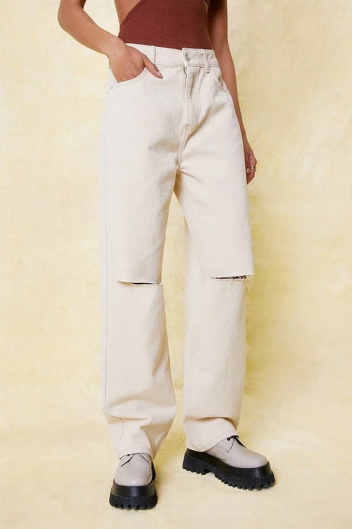 Distressed Knee High Waisted Wide Leg Jeans | Nasty Gal (US)