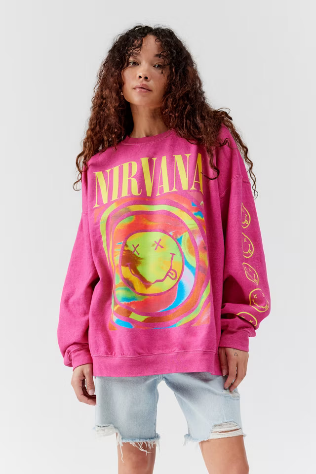 Nirvana Smile Overdyed Sweatshirt | Urban Outfitters (US and RoW)
