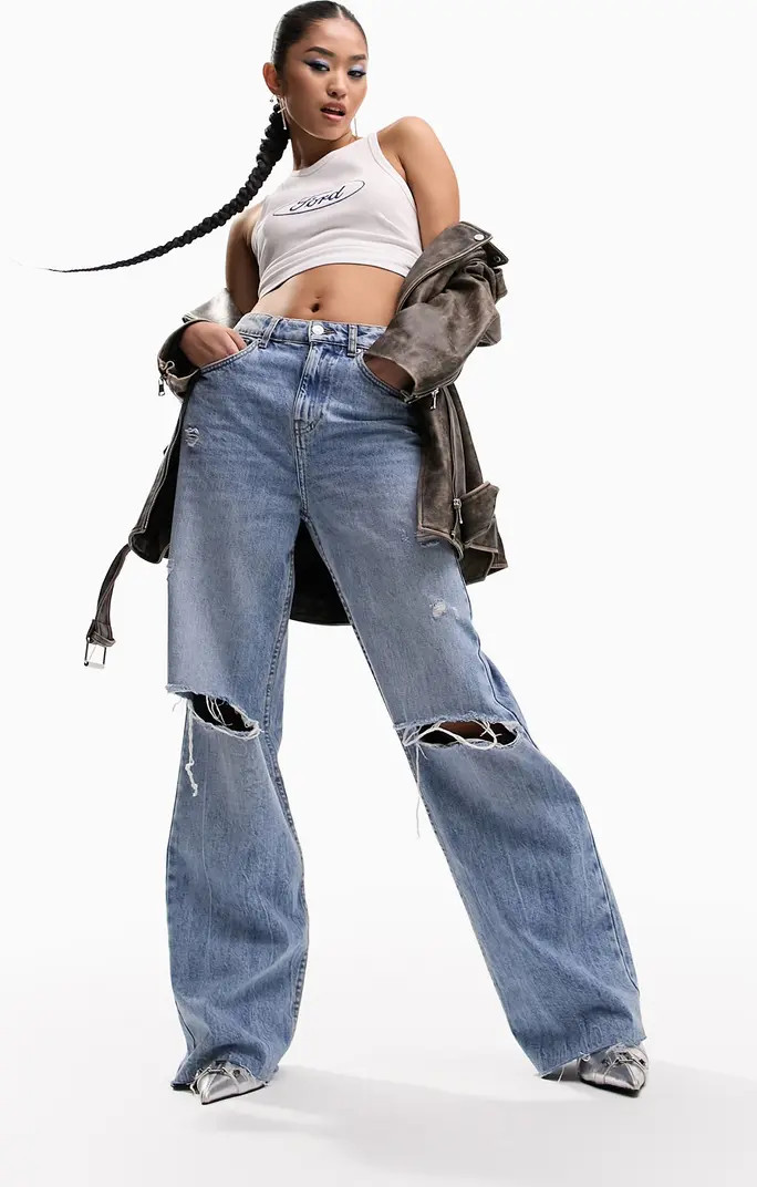 ASOS DESIGN Ripped Dad Jeans | Nordstrom | Nordstrom