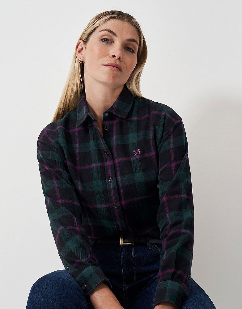 Women's Relaxed Flannel Shirt in Blackwatch Check from Crew Clothing | Crew Clothing (UK)