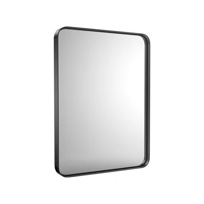 39" Black Metal Floating Framed Bathroom Vanity Mirror | Wayfair North America