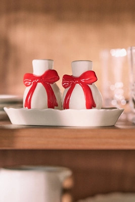 Benedita Stoneware Bow Salt & Pepper Shakers | Anthropologie (US)