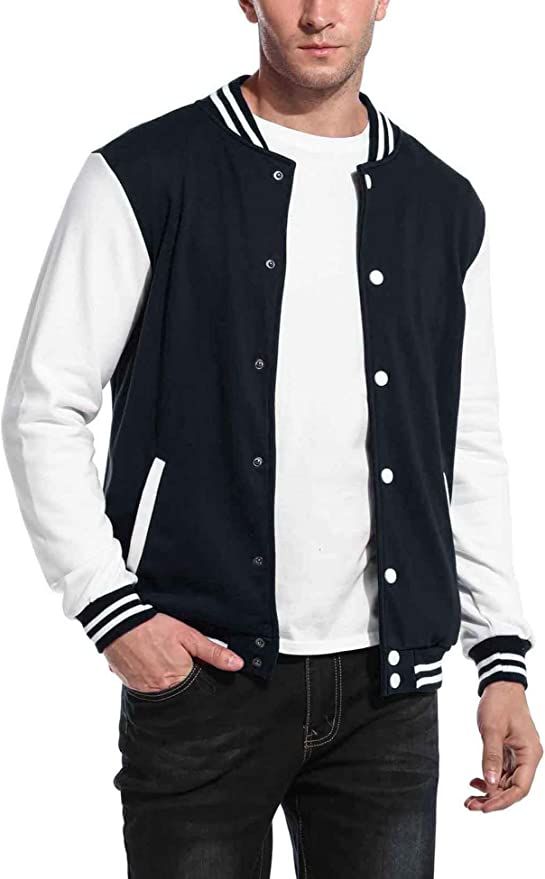 COOFANDY Mens Fashion Varsity Jacket Causal Slim Fit Cotton Bomber Jackets | Amazon (US)