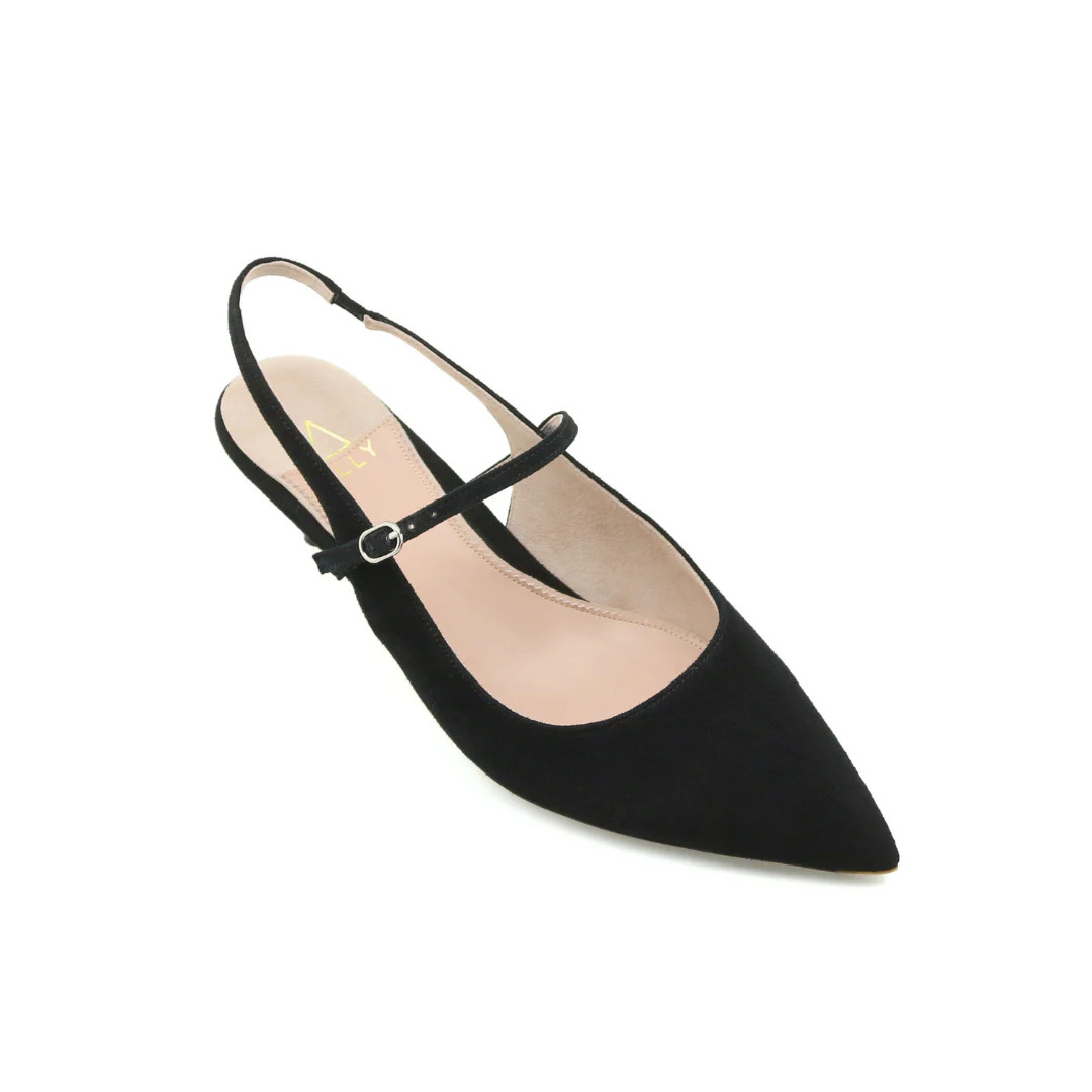 Black Suede Mary Jane Slingback Kitten Heel | ALLY Shoes