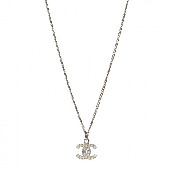 CHANEL Crystal CC Necklace Silver | Fashionphile