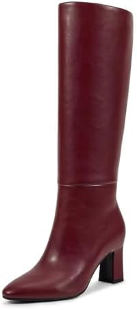 wetkiss Knee High Boots for Women Chunky Heel Round Toe Long Boots with Side Zipper and Elastic B... | Amazon (US)