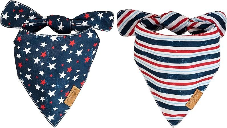 Remy+Roo Dog Bandanas - 2 Pack | Stars+Stripes Set | Premium Durable Fabric | Unique Shape | Adju... | Amazon (US)