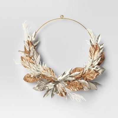 Gold Leaf Ring Christmas Wreath - Threshold™ | Target