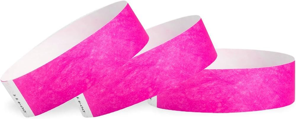 WristCo Neon Pink Tyvek Wristbands for Events – 200 Count – Tamper-Proof Design & Fluorescent... | Amazon (US)