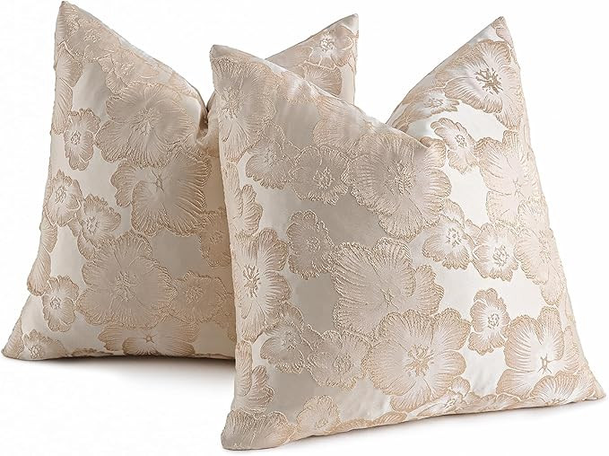 AmHoo Set of 2 Throw Pillow Covers Floral Relief Decorative Emboss Flower Pillows Cover Pillowcas... | Amazon (US)