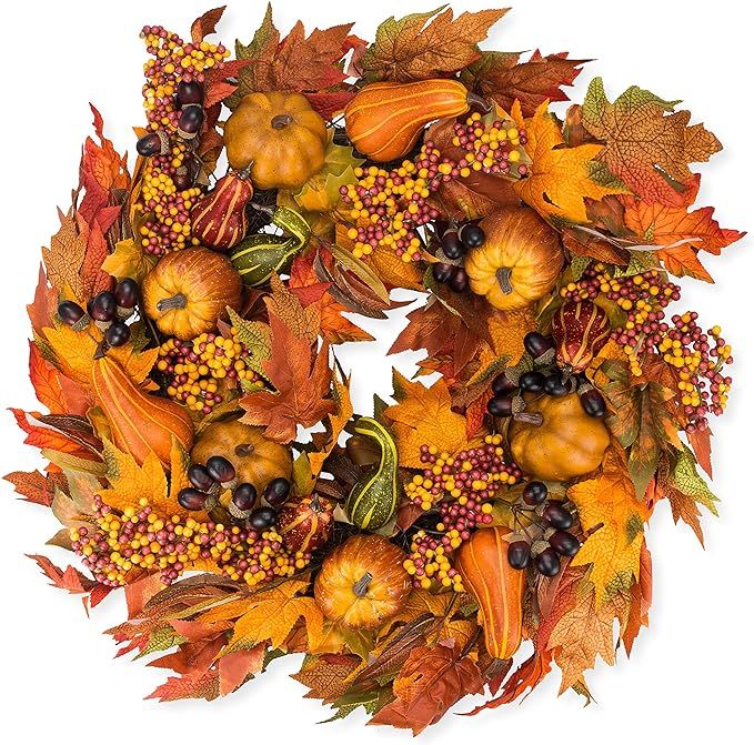 The Wreath Depot Montgomery Hollow Silk Fall Door Wreath 26 Inch, Large and Extra Full Handcrafte... | Amazon (US)