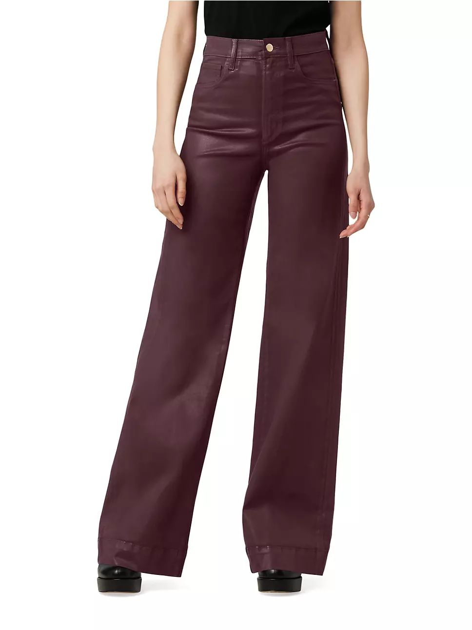 The Mia High-Rise Stretch Coated Wide-Leg Jeans | Saks Fifth Avenue