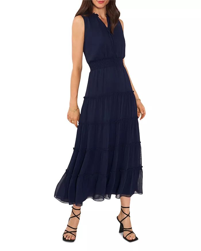 1.STATE Tie Neck Tiered Midi Dress Women - Bloomingdale's | Bloomingdale's (US)