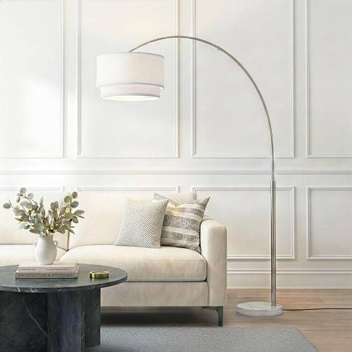 Brightech Mason Arc Floor Lamp - Modern Corner Standing Lamp with Unique Hanging Drum Lamp Shade ... | Amazon (US)