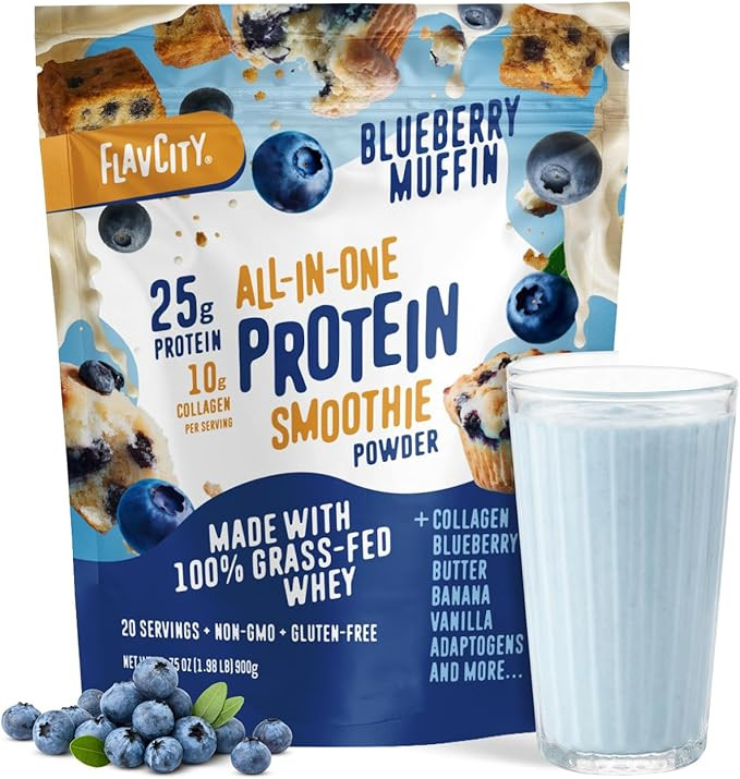 FlavCity All in One Protein Shake Powder, Blueberry Muffin - On the Go Meal Alternative + Collage... | Amazon (US)