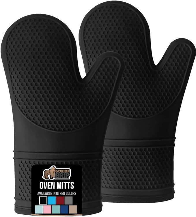 Gorilla Grip Heat Resistant Silicone Oven Mitts Set, Soft Quilted Lining, Extra Long, Waterproof ... | Amazon (US)