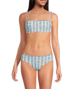 A Loves A Chevron Flower Reversible Embroidered Tie Shoulder Bandeau Swim Top & Classic Hipster S... | Dillard's
