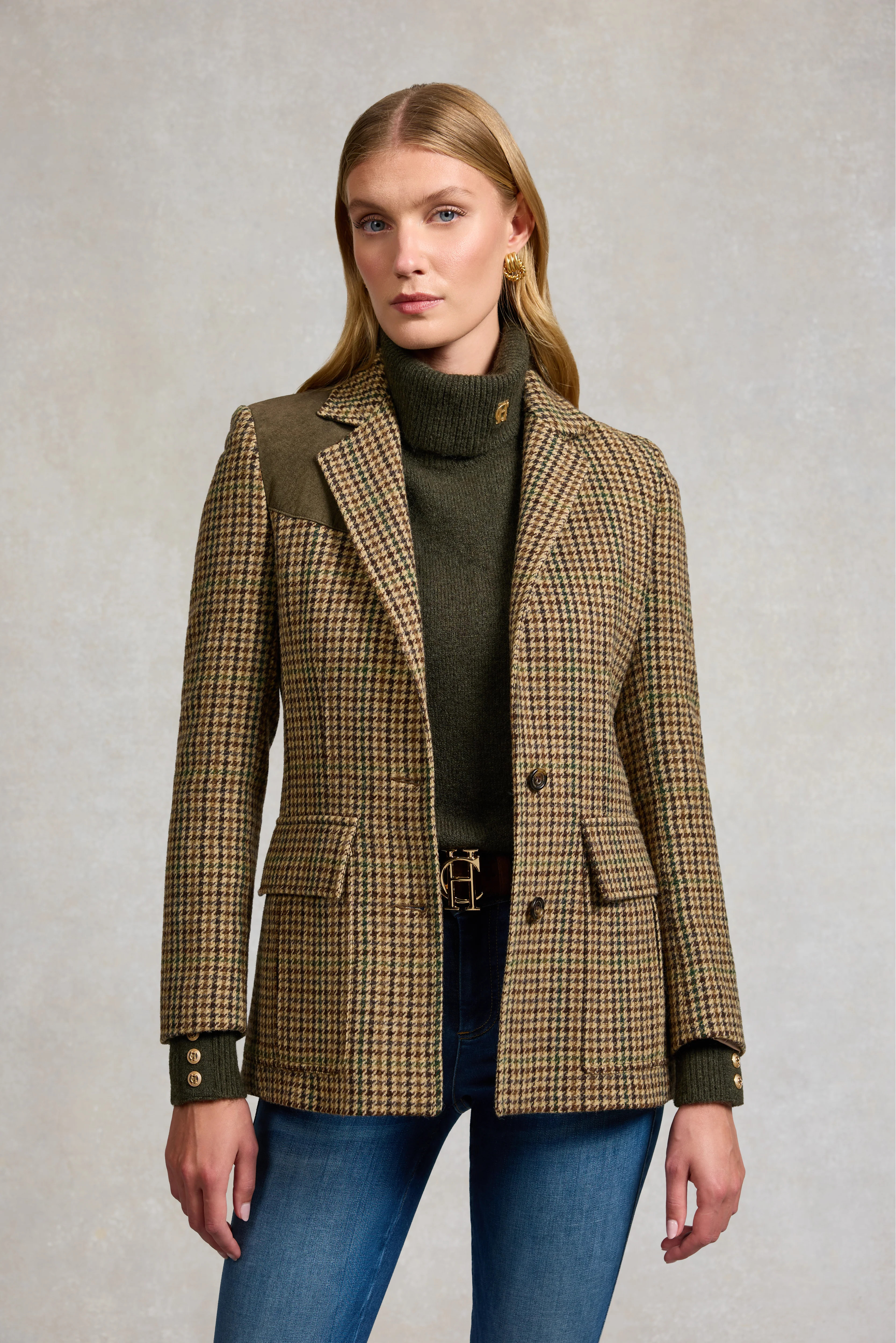 Single Breasted Field Blazer (Hailes Green Tweed) | Holland Cooper