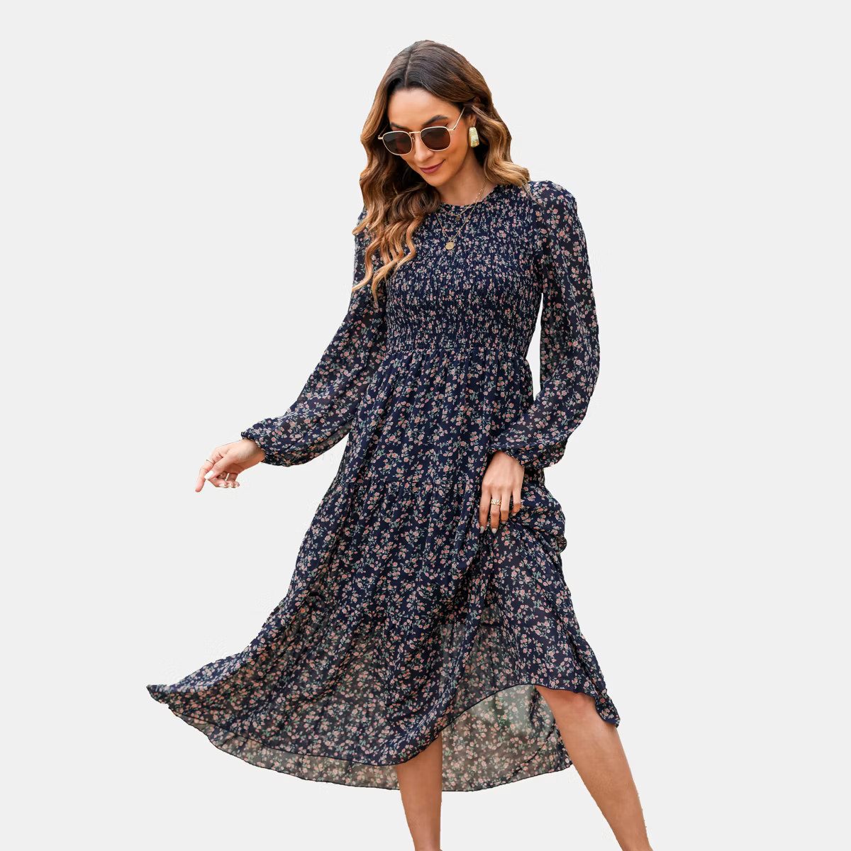 Women's Ditsy Floral Round Neck Maxi Dress -Cupshe | Target