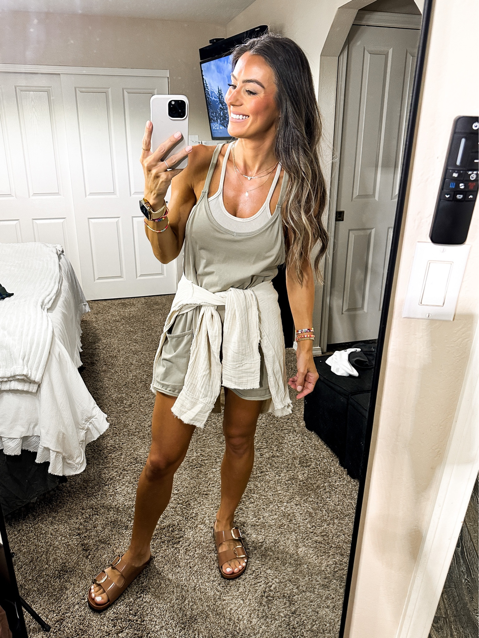 Free people hot shot mini dress in Xs (it fits perfect but it’s short, wish I’d sized up just for some length - the Amazon lookalike I got in small and love it)

Free people happiness runs crop tank in Xs/small

Big buckle birk lookalike slides tts but if between sizes go up 

#LTKstyletip #LTKFind #LTKunder100