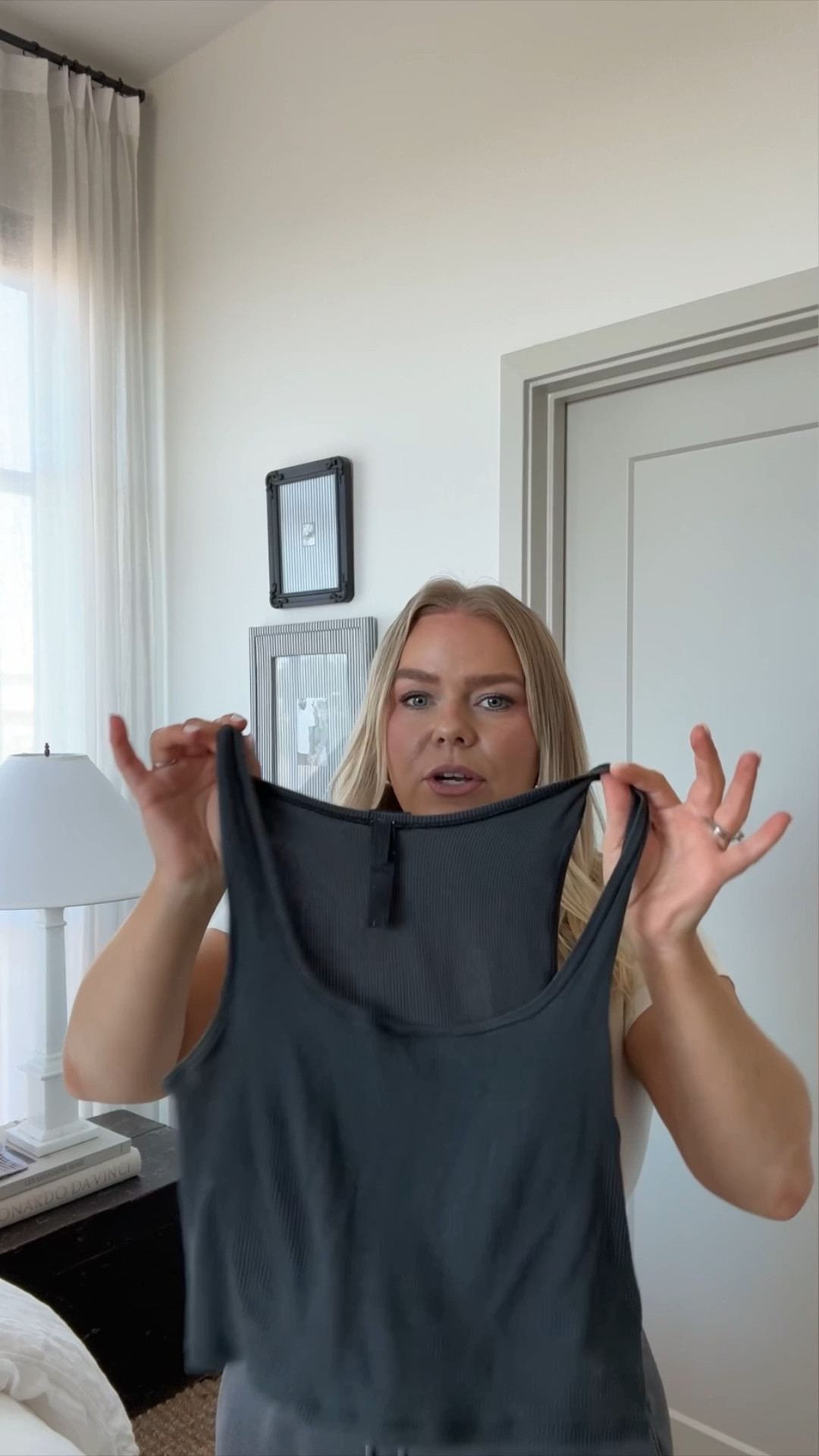 My FAVORITE tank from Skims! I wear these everyday whether I am lounging, to sleep or under a sweater (or cardigan) they are just the best and so flattering! I ordered the new tanks in a size L, I believe the old tank is in a size M but I wanted to size up for a little bit of a looser fit. 