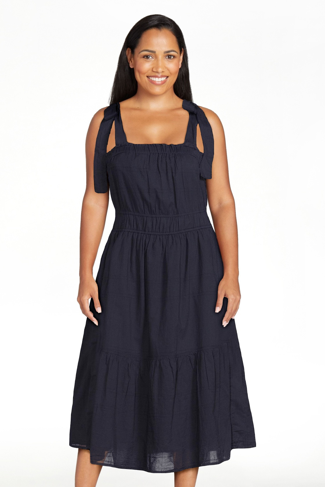 Free Assembly Women's Midi Sundress with Tie Shoulder Straps | Walmart (US)