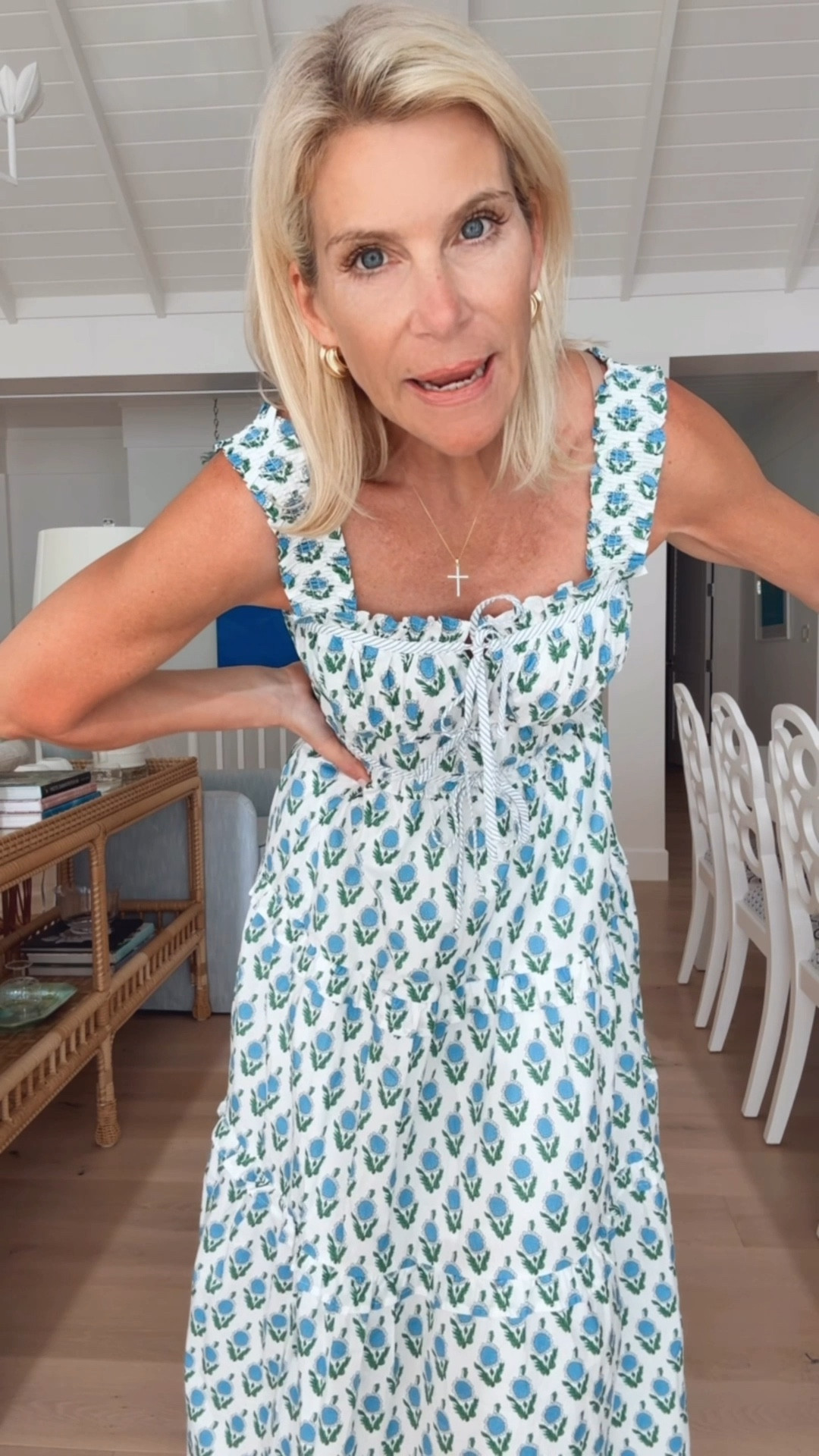 A perfect midi dress for Easter…or anytime, tbh!!  Super cute with this little blue clutch 💙

#LTKootd #LTKWedding #LTKOver40