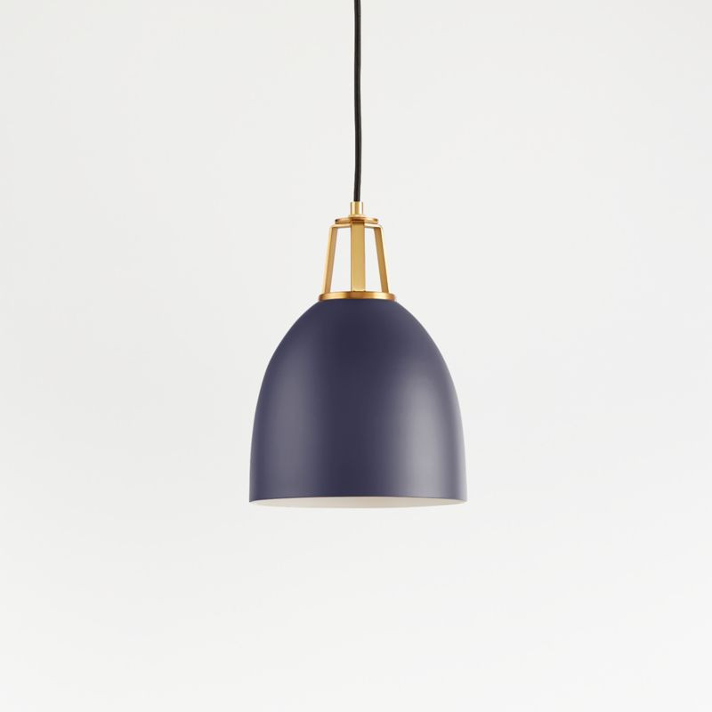 Maddox Navy Dome Pendant Small with Brass Socket + Reviews | Crate and Barrel | Crate & Barrel