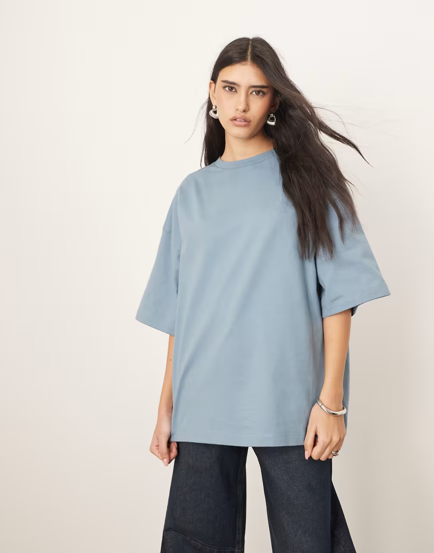 ARRANGE oversized premium heavy weight t-shirt in washed blue | ASOS (Global)
