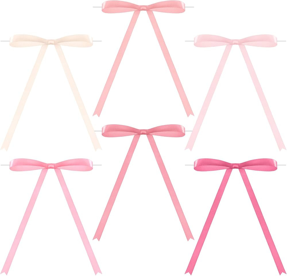 72 Pieces Twist Tie Bows 5 x 7 Inch Pastel Satin Ribbon Craft for Gift Wrapping Wedding Valentine... | Amazon (US)