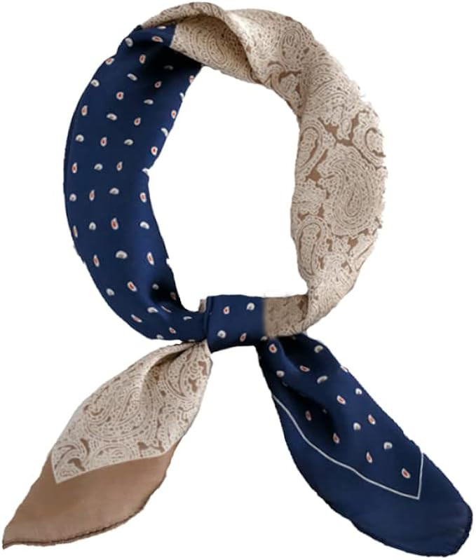 FONYVE Silk Feeling Scarf Medium Square Satin Head Scarf for Women 27.5 × 27.5 inches | Amazon (US)