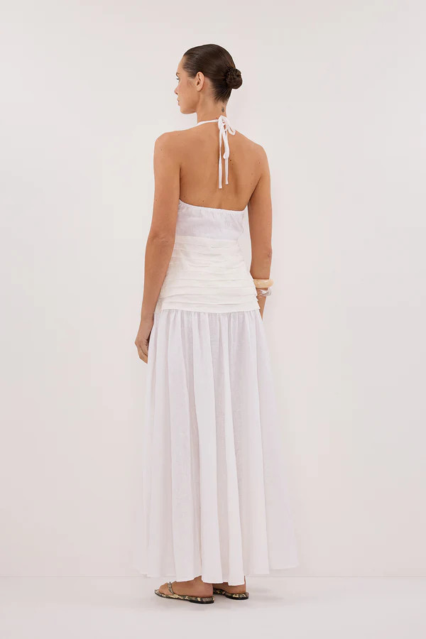 HALLIE WHITE LINEN HALTER TOP | DISSH