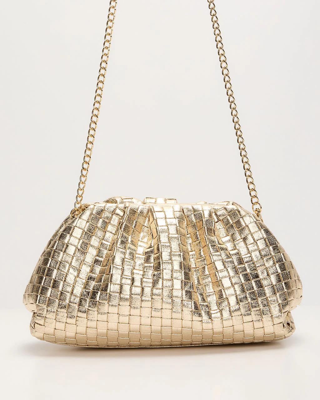 Janice Woven Leather Pouch Clutch | VICI