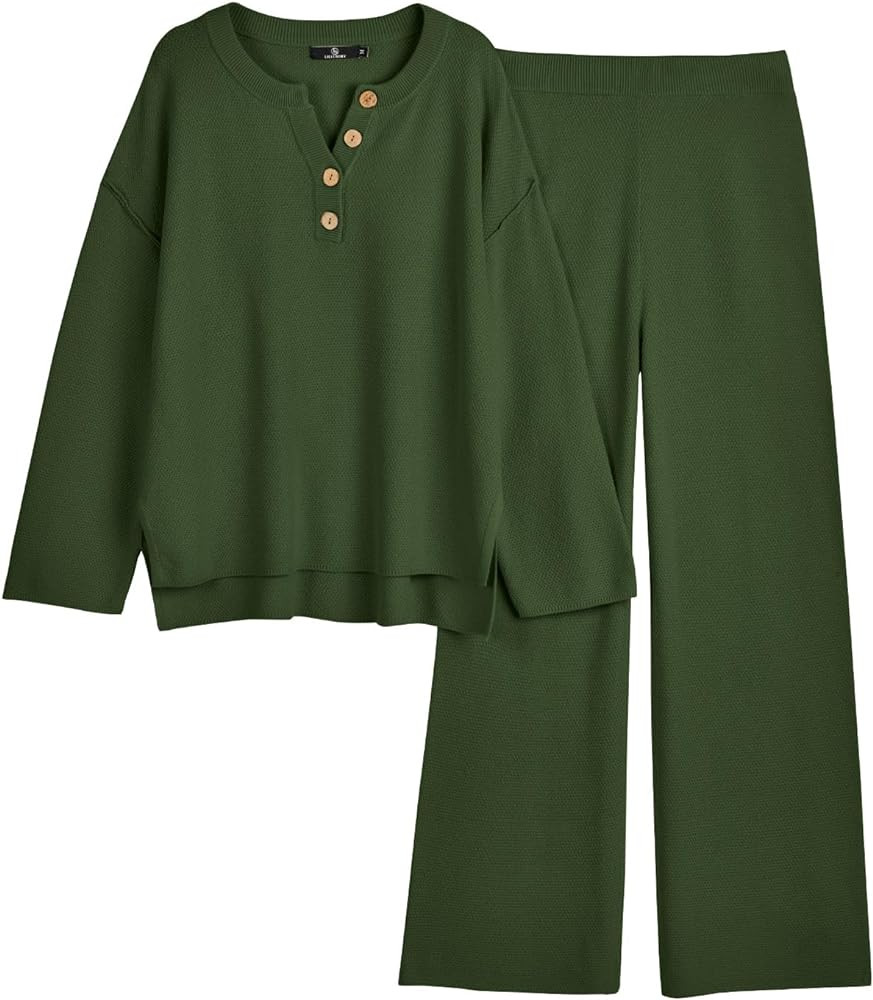 LILLUSORY Women's 2 Piece Lounge Sets Oversized Slouchy Matching Cozy Knit Sets | Amazon (US)