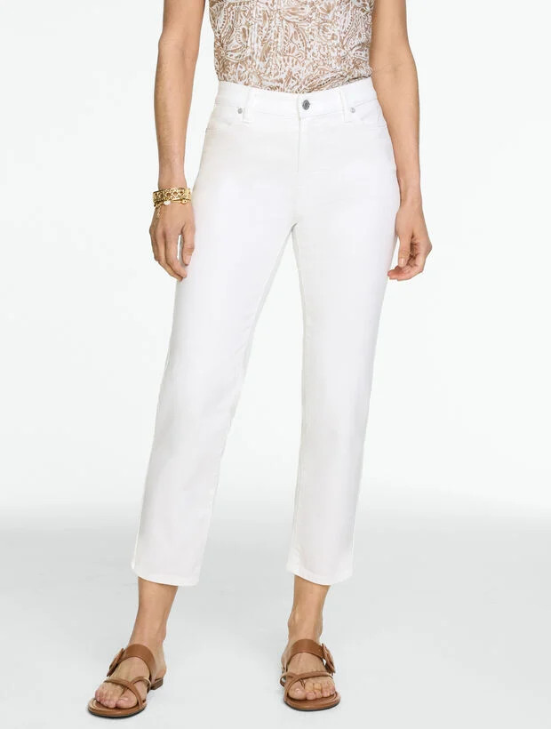 Straight Crop Lightweight Jeans - White | Talbots
