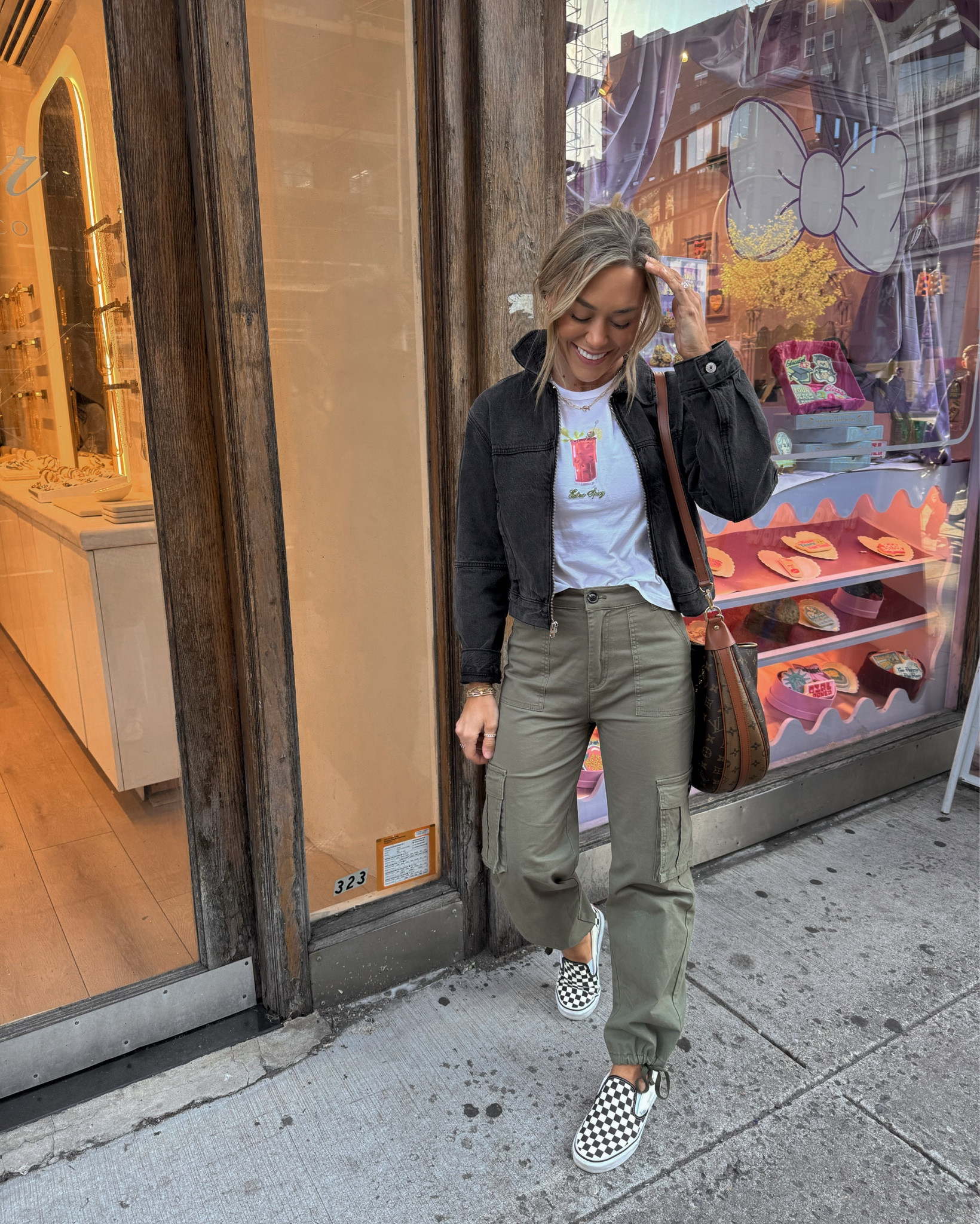 NYC afternoon exploring 🖤 LOVE these Amazon pants so much! They’re so stretchy & comfy — in the S! My tee is on sale, S! Jacket is old from Abercrombie ‘
& shoes are classic vans✨⚡️

Comfy / casual outfit / Amazon fashion / city style / Holley Gabrielle 

#LTKStyleTip #LTKFindsUnder50 #LTKTravel