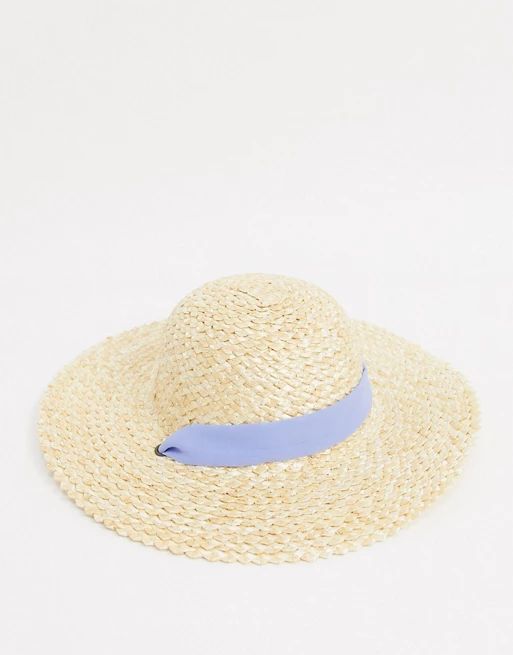 ASOS DESIGN structured floppy hat in natural straw with removable ties | ASOS (Global)